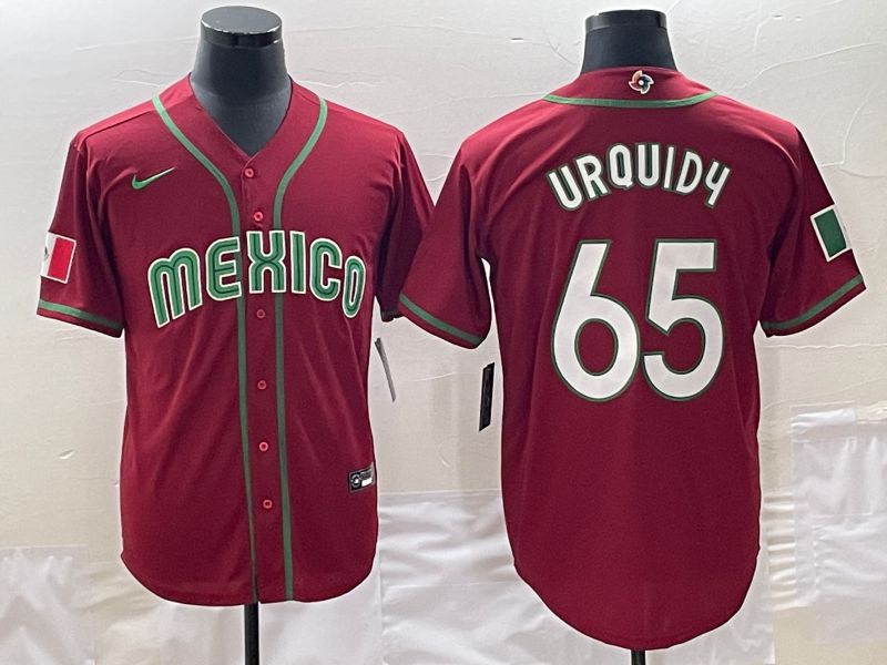 Men 2023 World Cub Mexico #65 Urquidu Red Nike MLB Jersey8